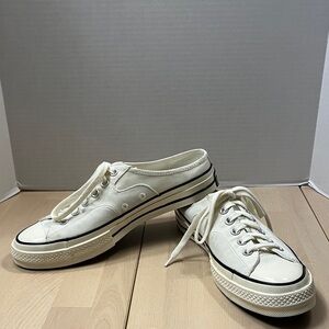 Converse All Star Chuck Taylor White Lace-Up Sneaker Slides Mules Women’s 10.5